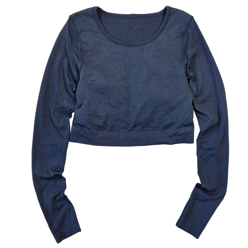Lululemon‎ Ebb to Street Long Sleeve Crop Top Ribbed Built-in Bra 4 Athleisure